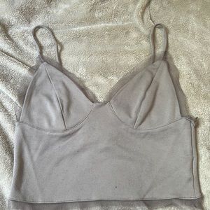 Silence + noise grey cropped tank top with mesh details!